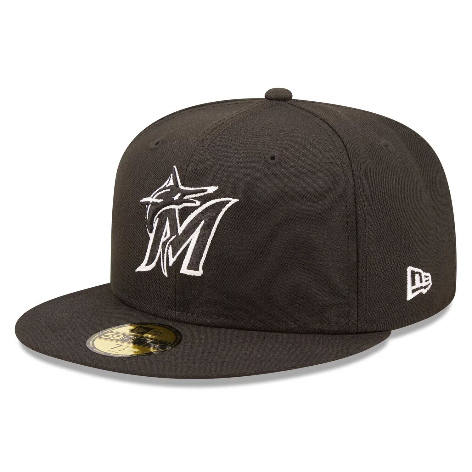 

Мужская приталенная шляпа New Era Black Miami Marlins Logo 59FIFTY