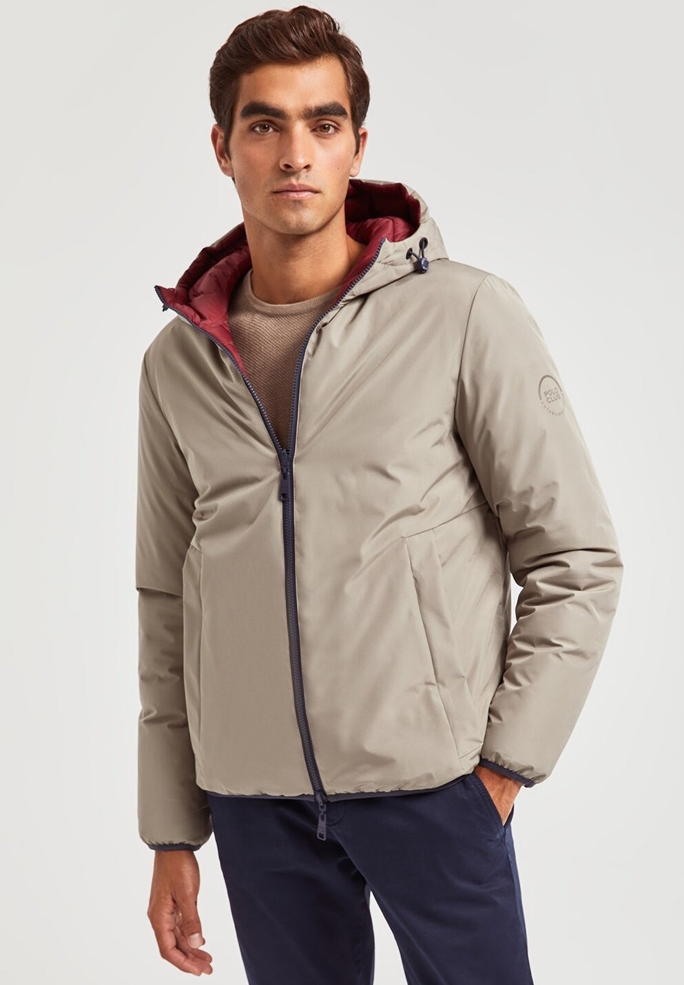 

Зимняя куртка Padded Hooded Reversible Ossie Polo Club, цвет stone