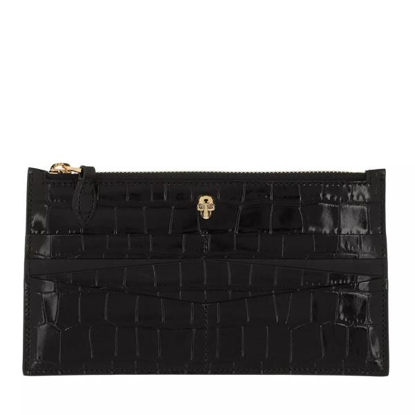 

Кошелек skull flat zip wallet leather Alexander Mcqueen, черный