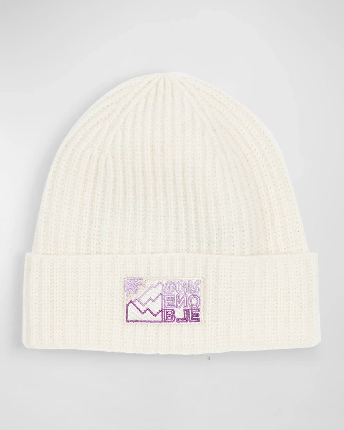 

Детская шерстяная шапка в рубчик с нашивкой-логотипом Moncler Grenoble, цвет White