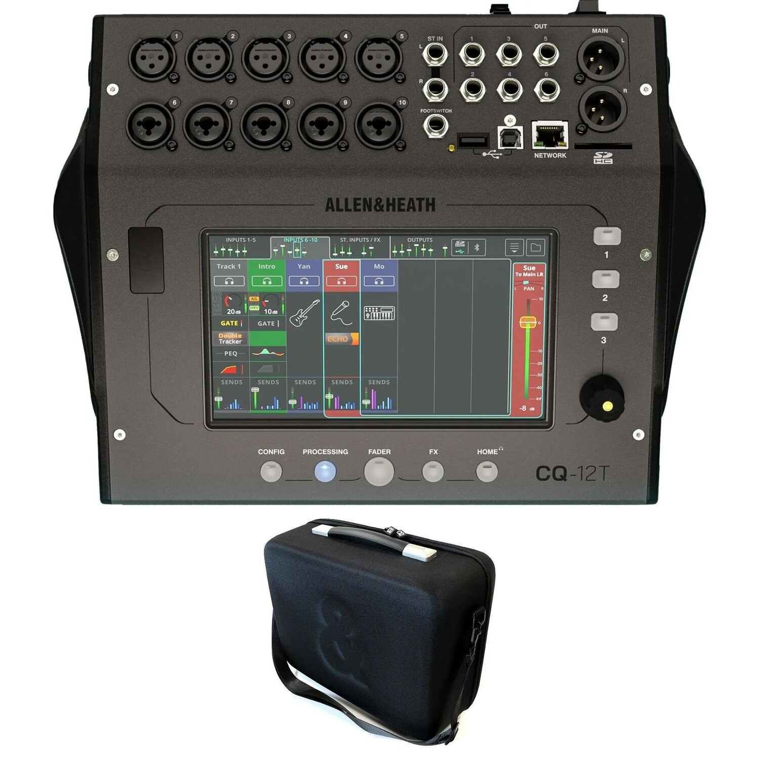 

Новый 10-канальный цифровой микшер Allen & Heath CQ-12T с мягкой сумкой для переноски