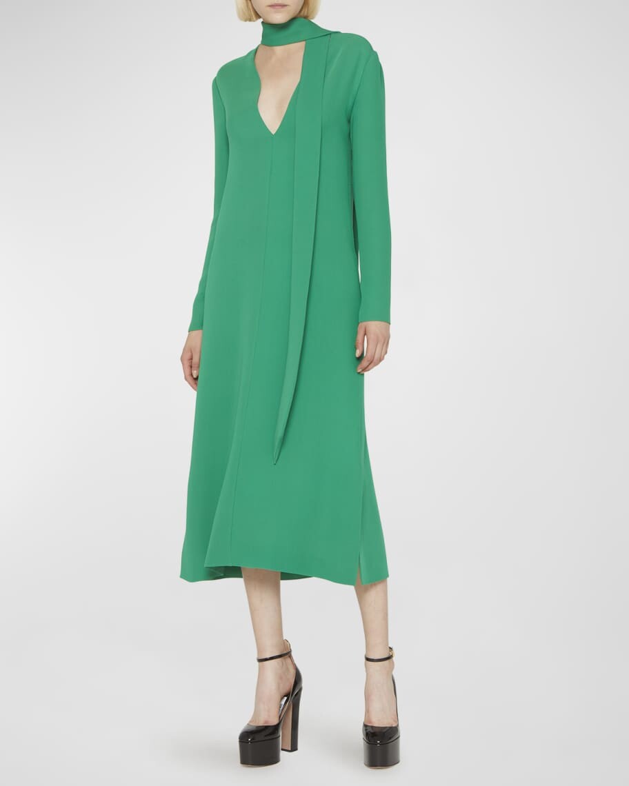 

Платье миди с поясом Cady Couture Valentino Garavani