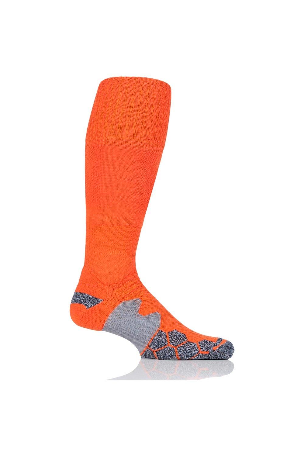 1 пара технических футбольных носков с мягкой подкладкой, произведенных в Великобритании SOCKSHOP of London, оранжевый