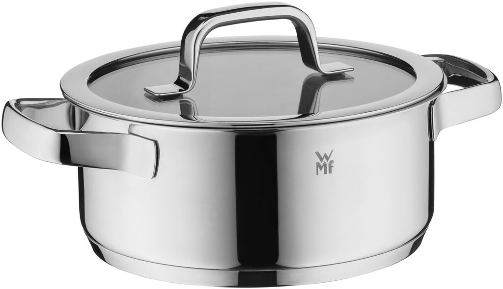 

Кастрюля WMF Compact Cuisine, маленькая 20 см, стеклянная крышка, индукционная жаровня 2,5 л, полированная нержавеющая сталь Cromargan, внутренняя шкала, штабелируемая, без покрытия