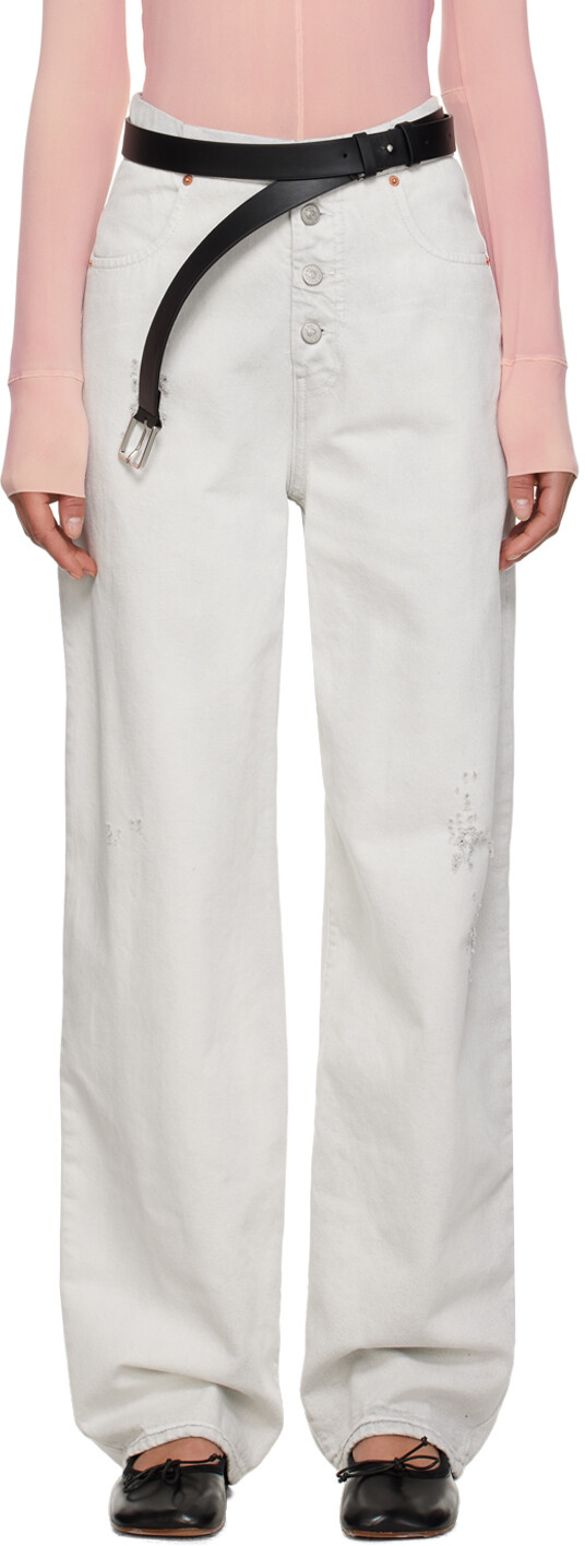 

Белые потертые джинсы MM6 Maison Margiela