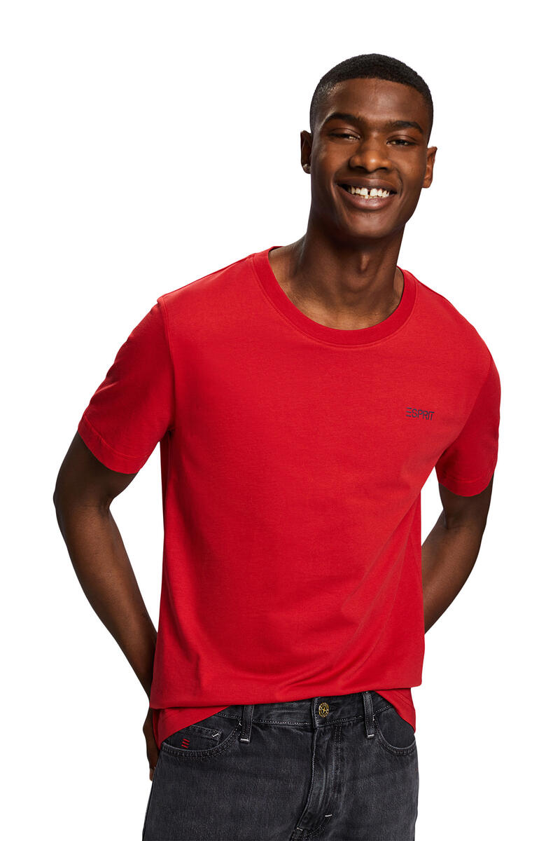 Базовая хлопковая футболка узкого кроя Esprit, красный