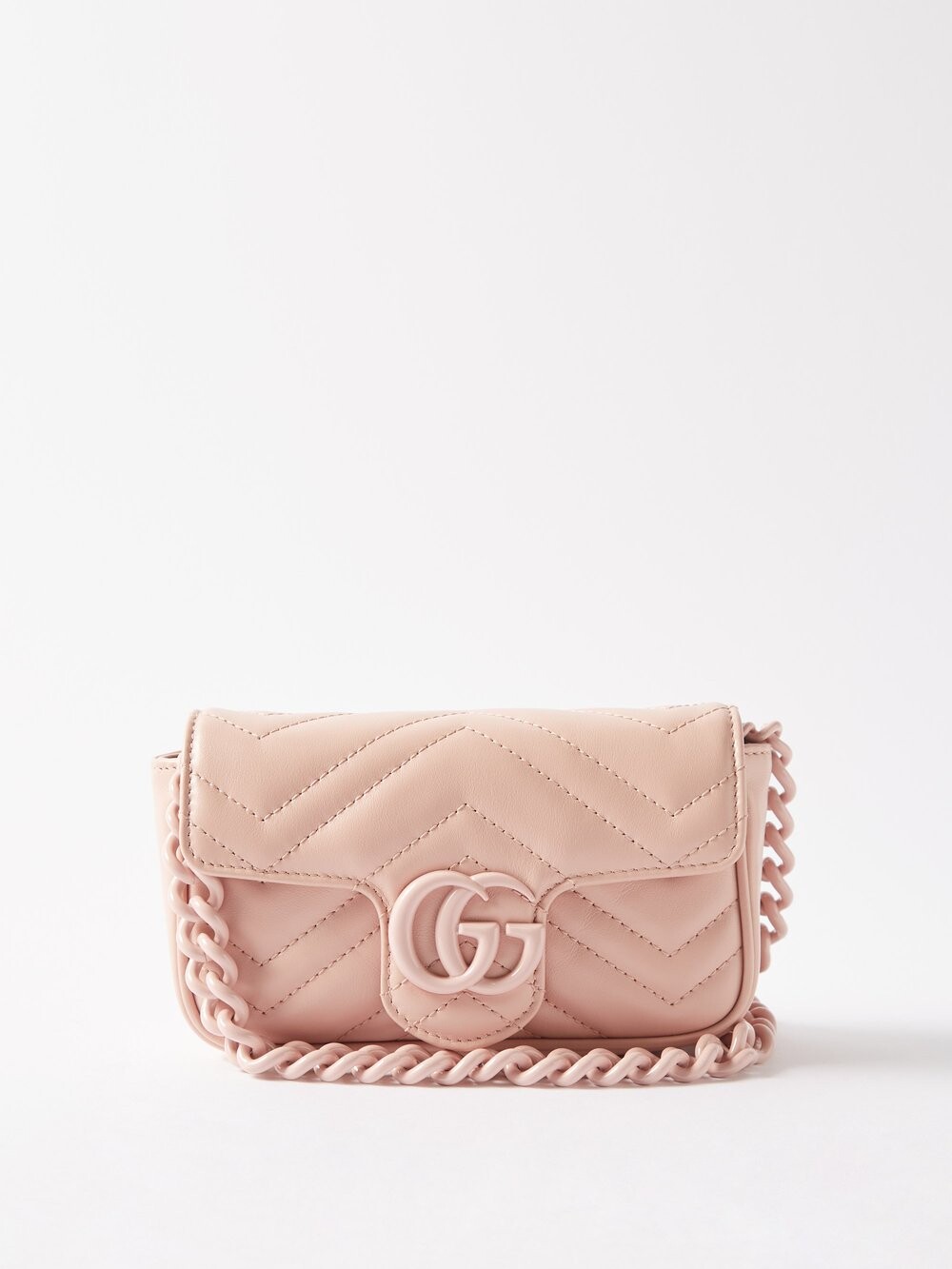 

Стеганая кожаная сумка через плечо gg marmont Gucci, розовый