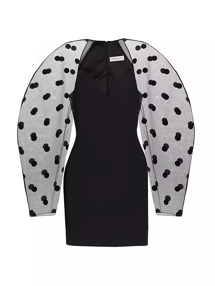 

Мини-платье в горошек с рукавами-коконами Nina Ricci, черный