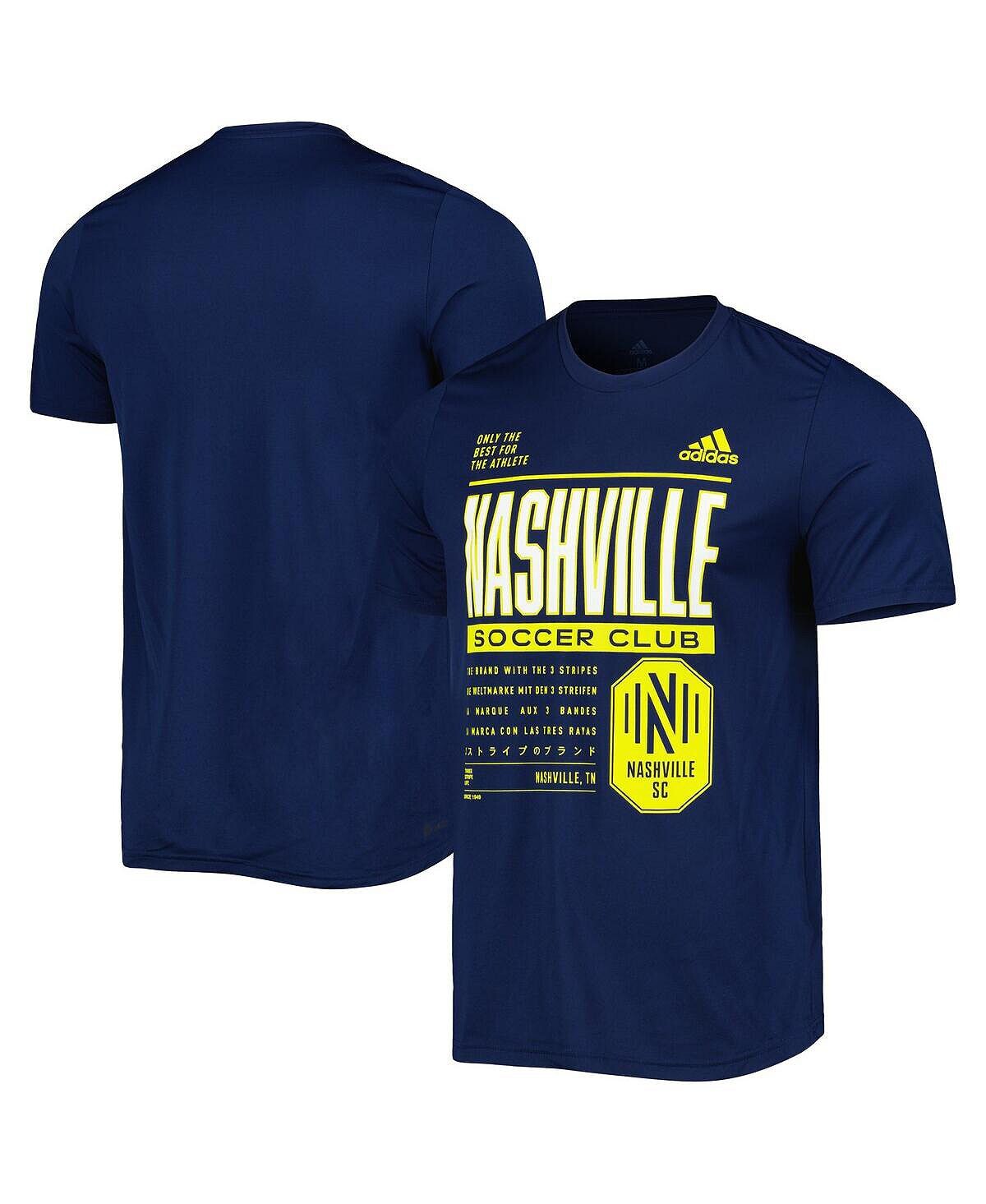 

Мужская темно-синяя футболка Nashville SC Club DNA Performance adidas, Синий