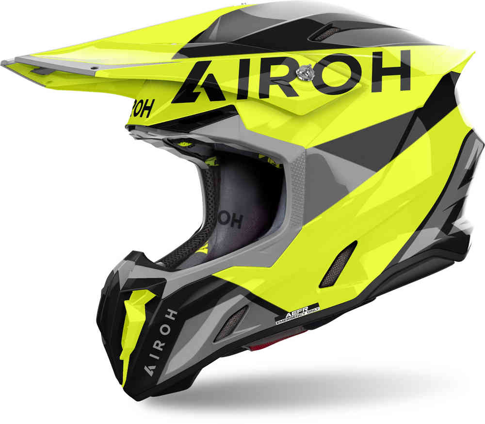 Шлем Twist 3 King для мотокросса Airoh, черный/серый/желтый