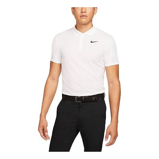 Футболка Nike Casual Breathable Solid Color Golf Short Sleeve Polo Shirt White, белый golf shirt mens polo solid cotton short sleeve tops for man slim breathable polo s customized