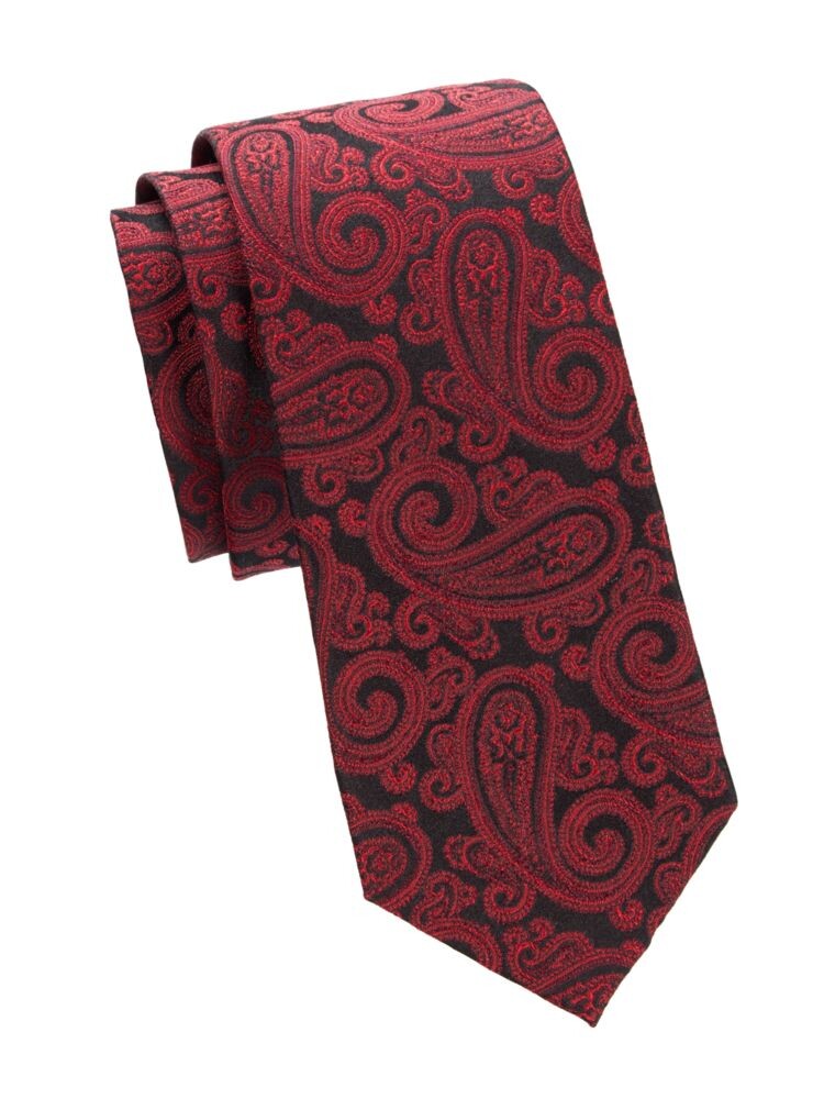 

Шелковый жаккардовый галстук с узором пейсли Saks Fifth Avenue, цвет Black Red