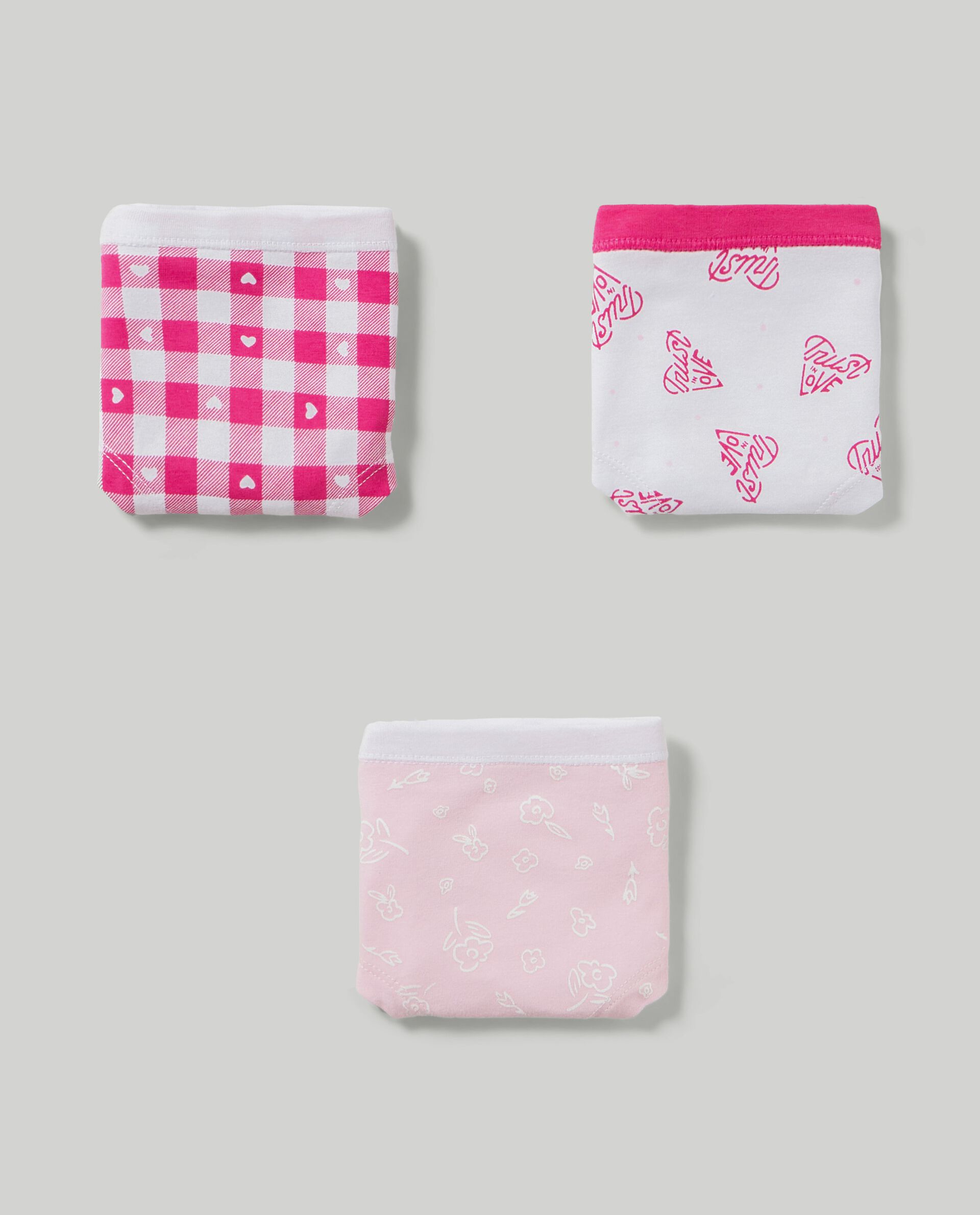 Набор из 3 хлопковых брюк-кюлотов стрейч для девочек., фуксия розовая