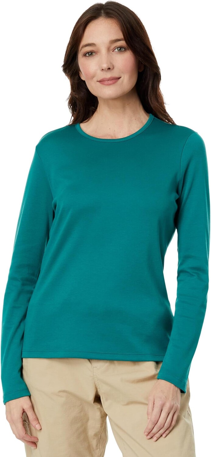 

Пима с круглым вырезом и длинными рукавами L.L.Bean, цвет Warm Teal