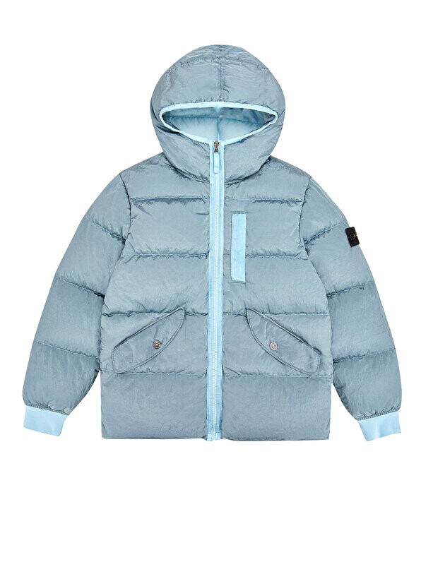 

Синее пальто с капюшоном для мальчика Stone Island