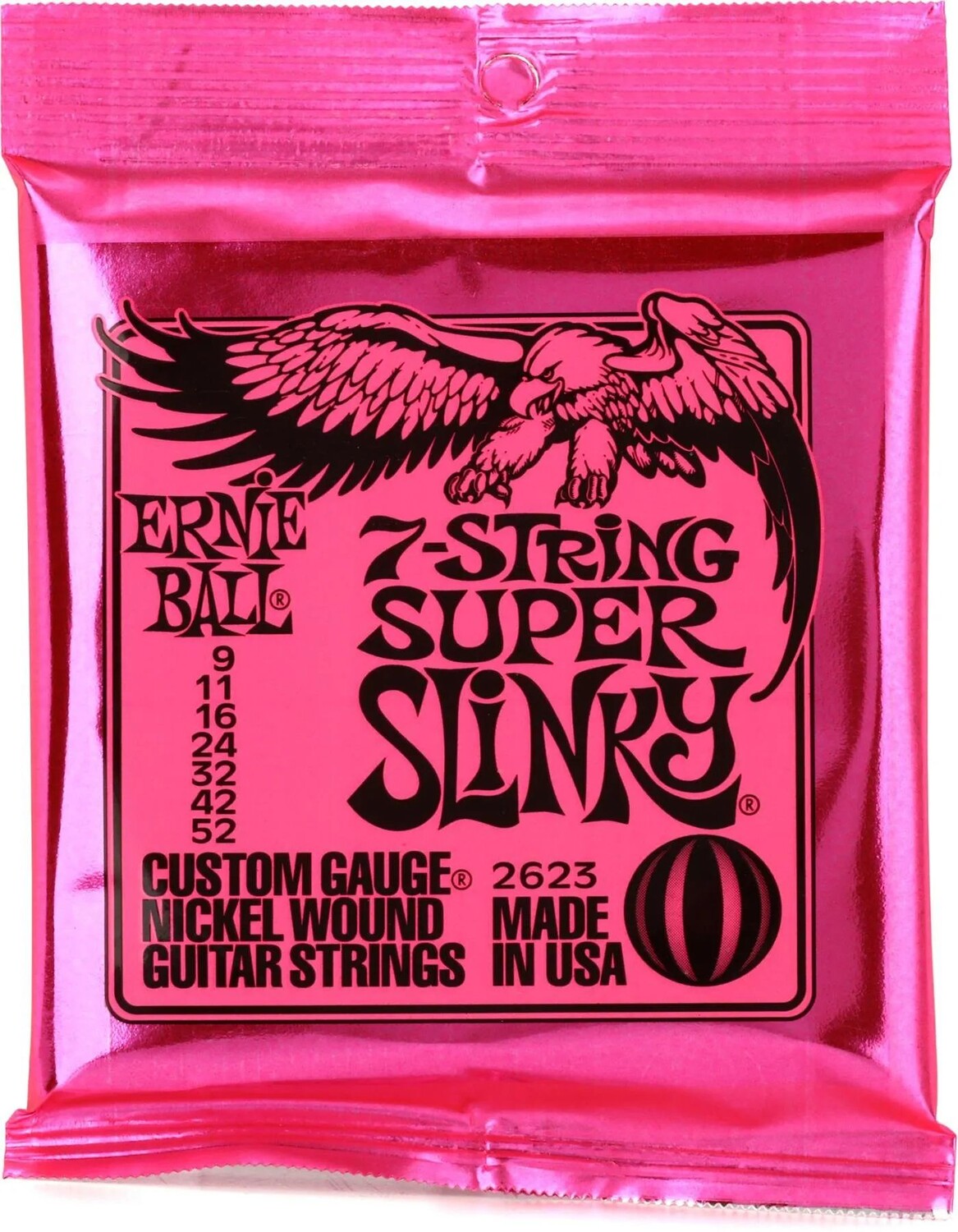 

Струны для электрогитары Ernie Ball 2623 Super Slinky с никелевой обмоткой — .009-.052, 7-струнные