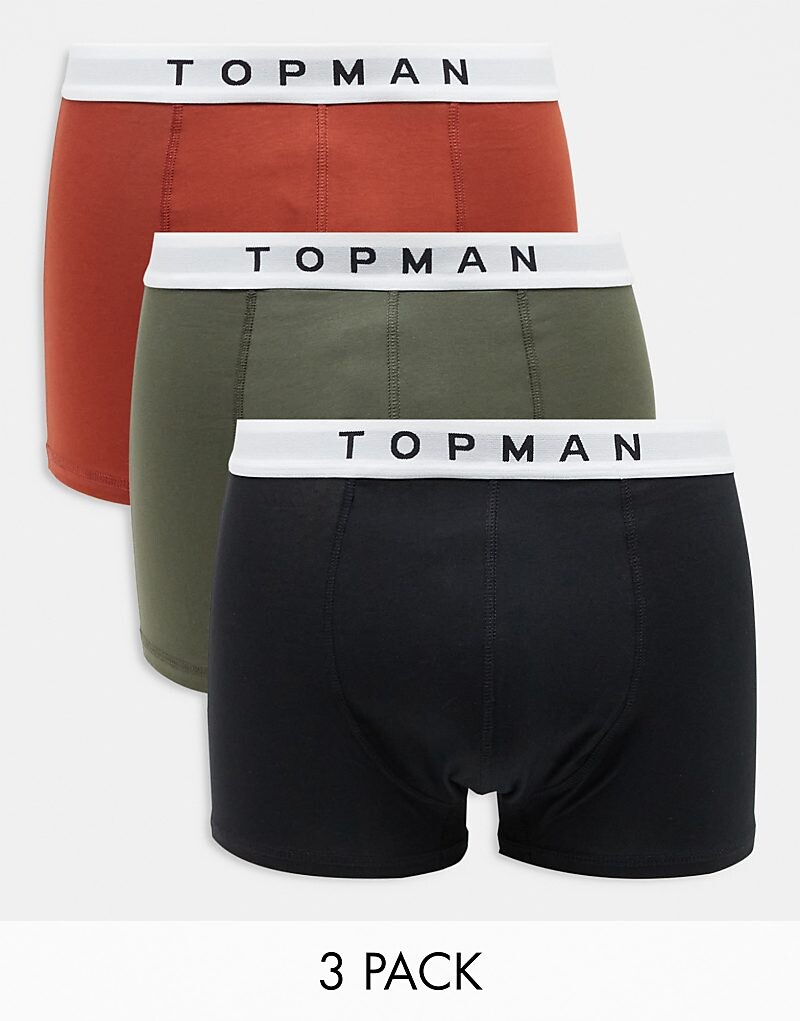 

Комплект из трех облегающих боксеров Topman цвета хаки, красного и черного цвета