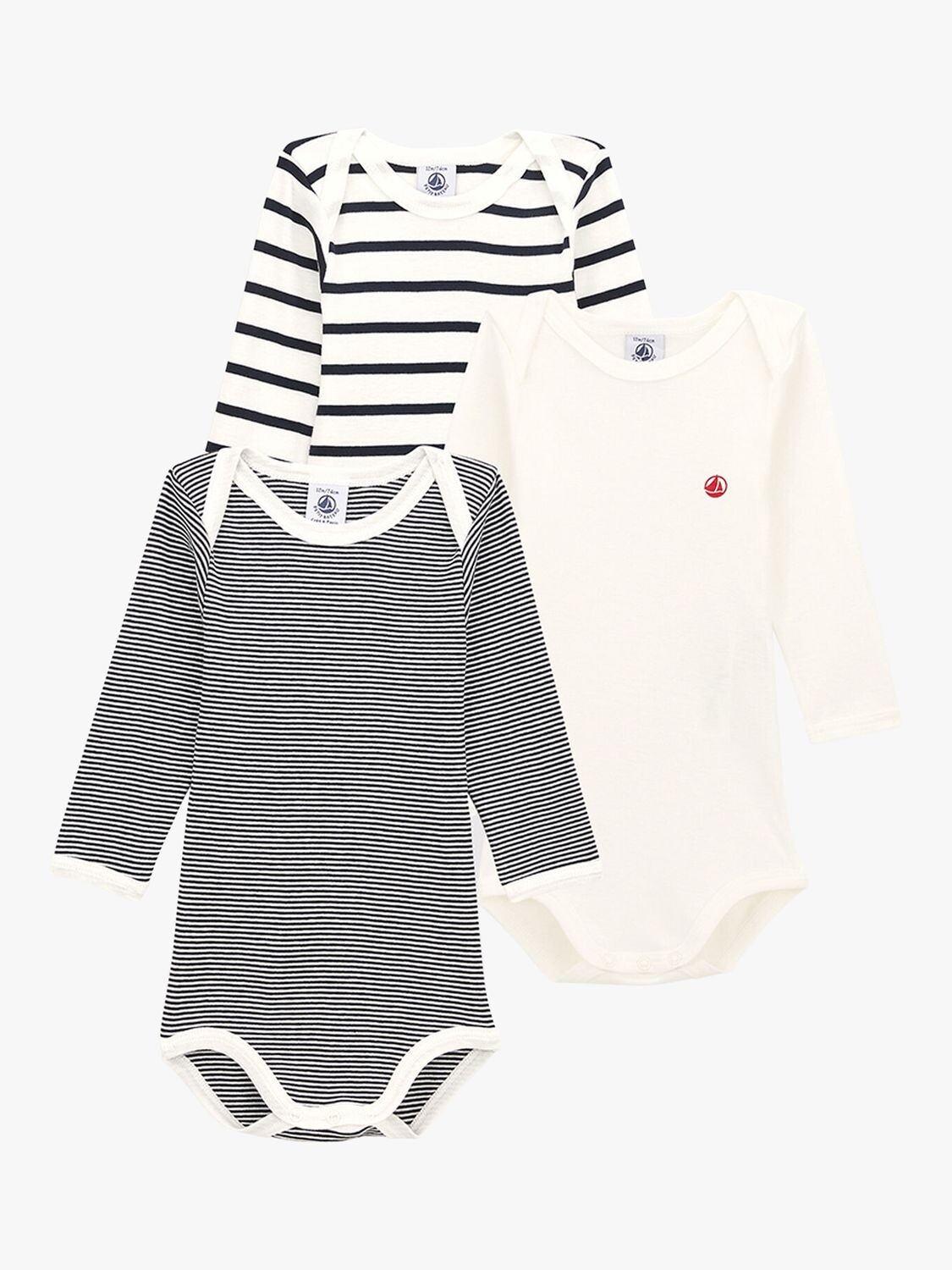 

Детские боди с длинными рукавами Petit Bateau, 3 шт., разноцветные