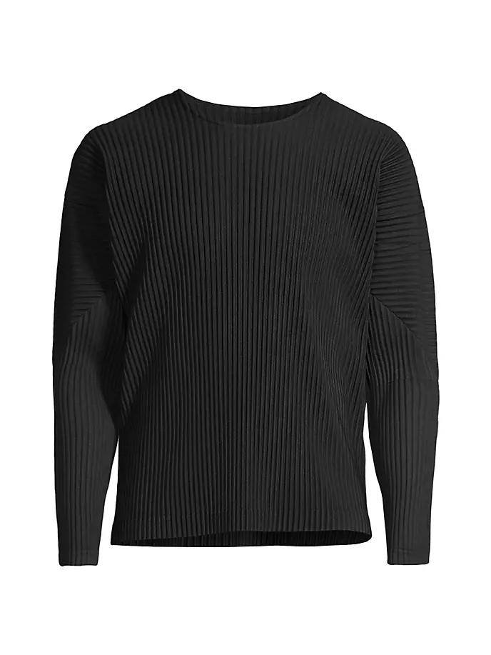 Плиссированная рубашка с длинными рукавами Basics Homme Plissé Issey Miyake, черный