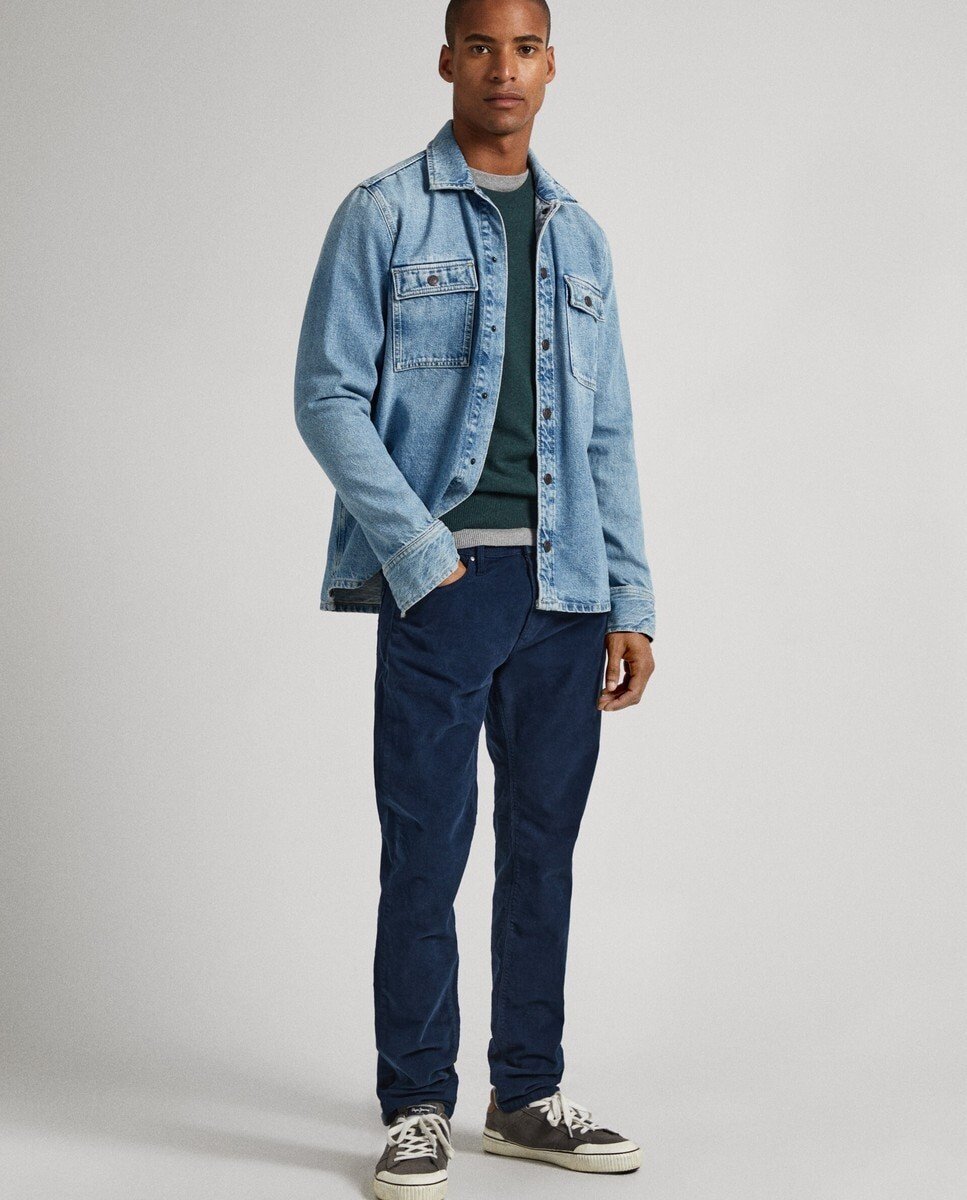 

Обычные мужские брюки с пятью карманами темно-синего цвета Pepe Jeans, темно-синий