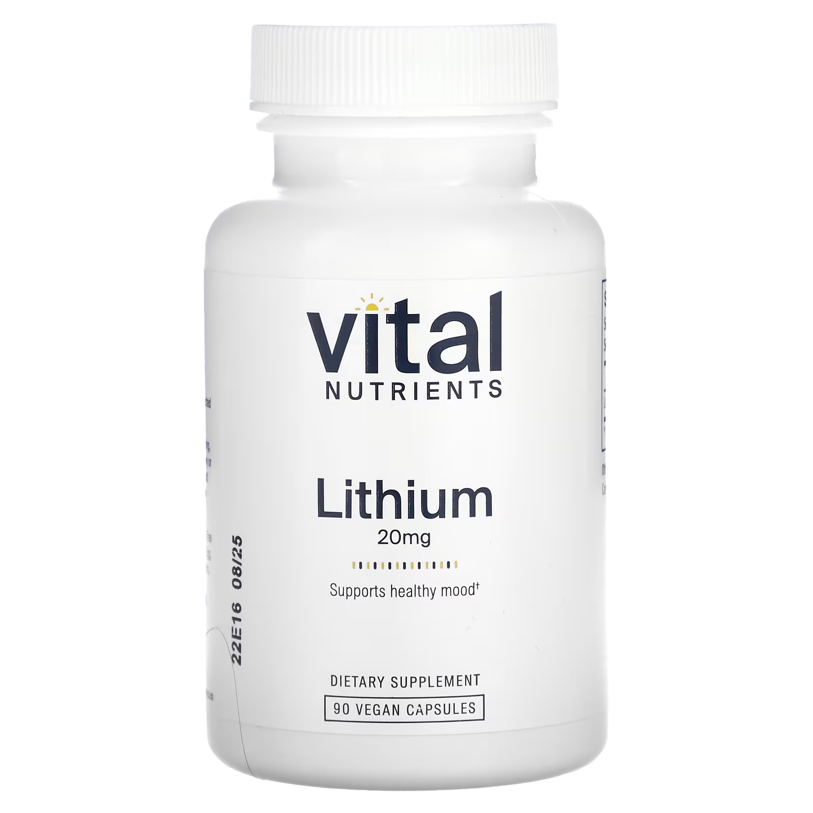Vital Nutrients Литий 20 мг 90 веганских капсул vital nutrients ферменты поджелудочной железы 500 мг 90 капсул