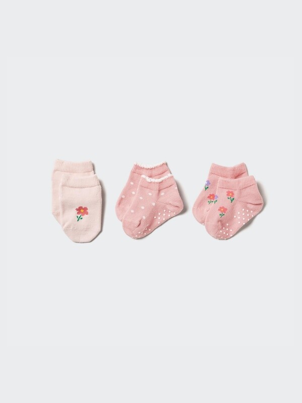 

Детские короткие носки 3 пары Uniqlo, розовый