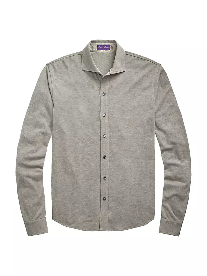 

Потертая рубашка из пике Keaton Ralph Lauren Purple Label, серый