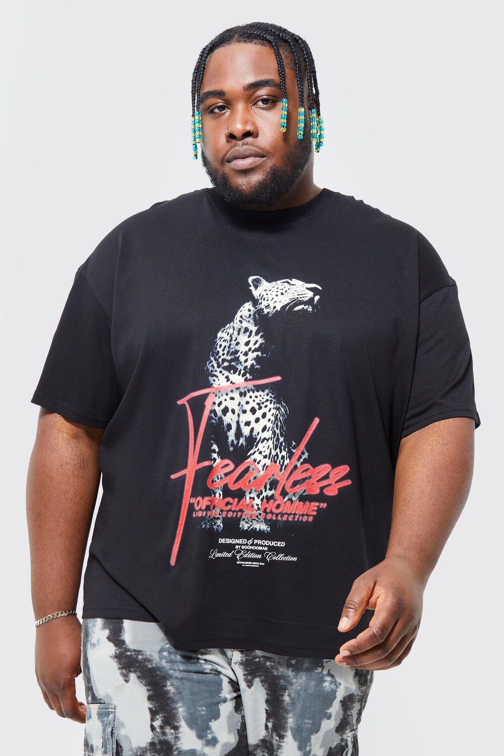

футболка оверсайз be fearless jaguar Boohoo, черный