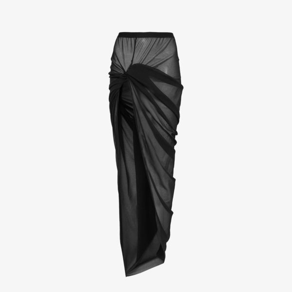 цена Полупрозрачная тканая юбка макси узкого кроя edfu Rick Owens, черный