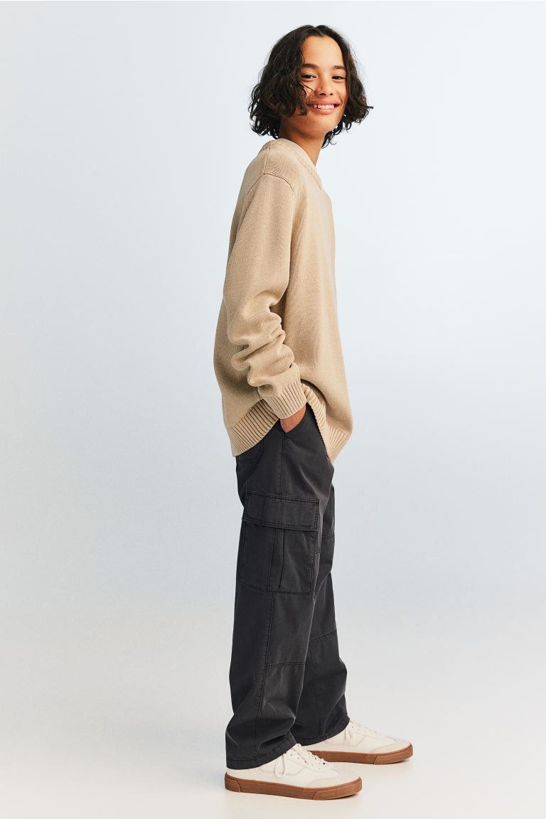 Хлопковые брюки-карго H&M, серый