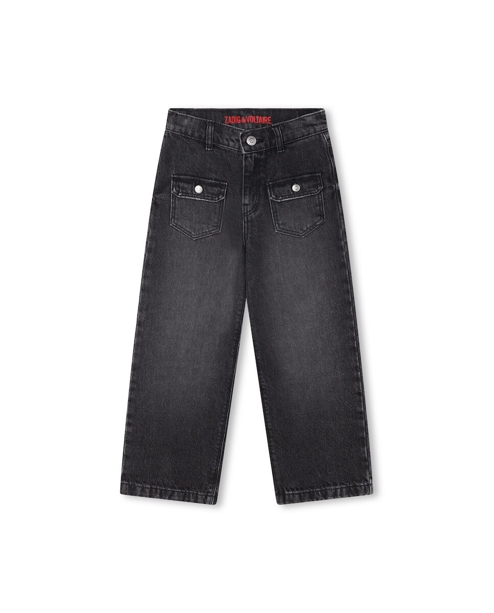 

Черные хлопковые джинсы для девочки Zadig & Voltaire, черный