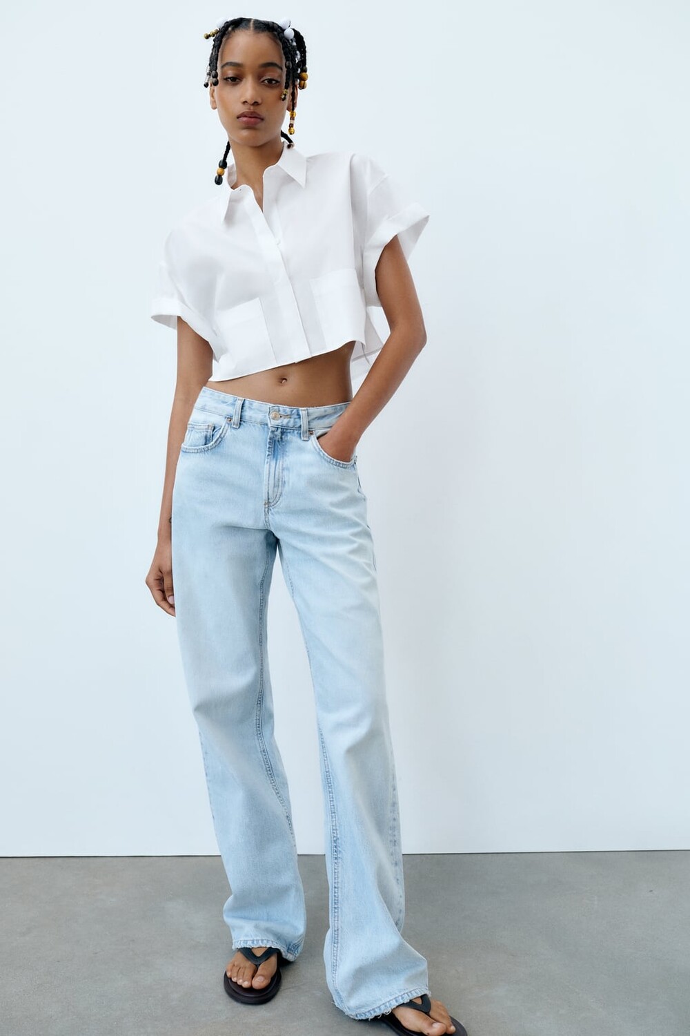 

Рубашка из поплина ZARA, белый