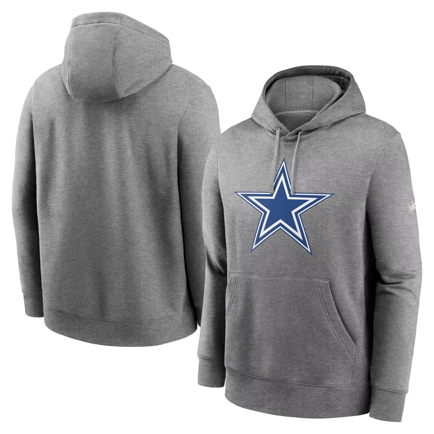 

Мужской серый флисовый пуловер с капюшоном Dallas Cowboys Rewind Club Nike