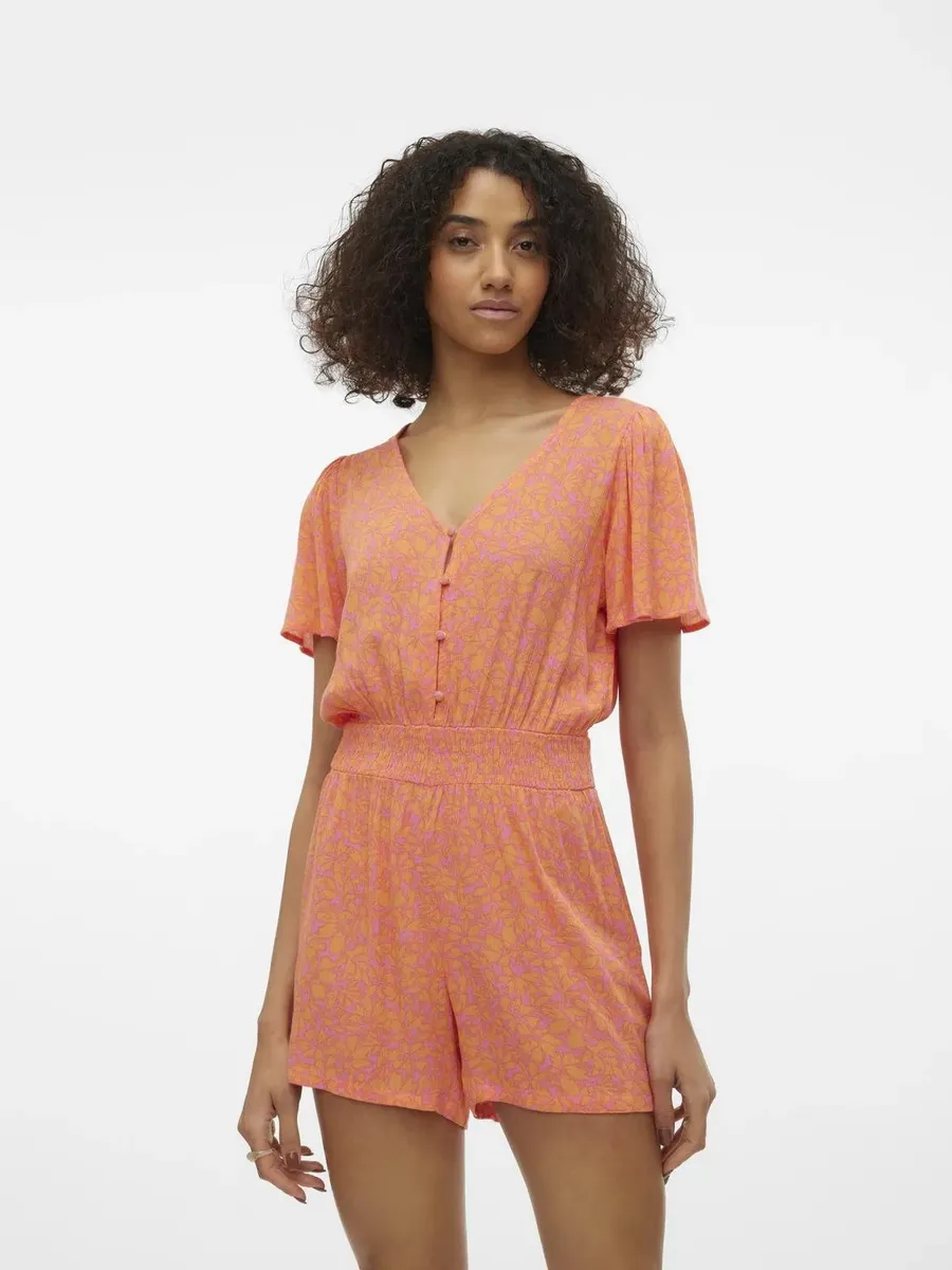 Комбинезон Vero Moda "VMMENNY V-NECK SS PLAYSUIT WWN GA", розовый