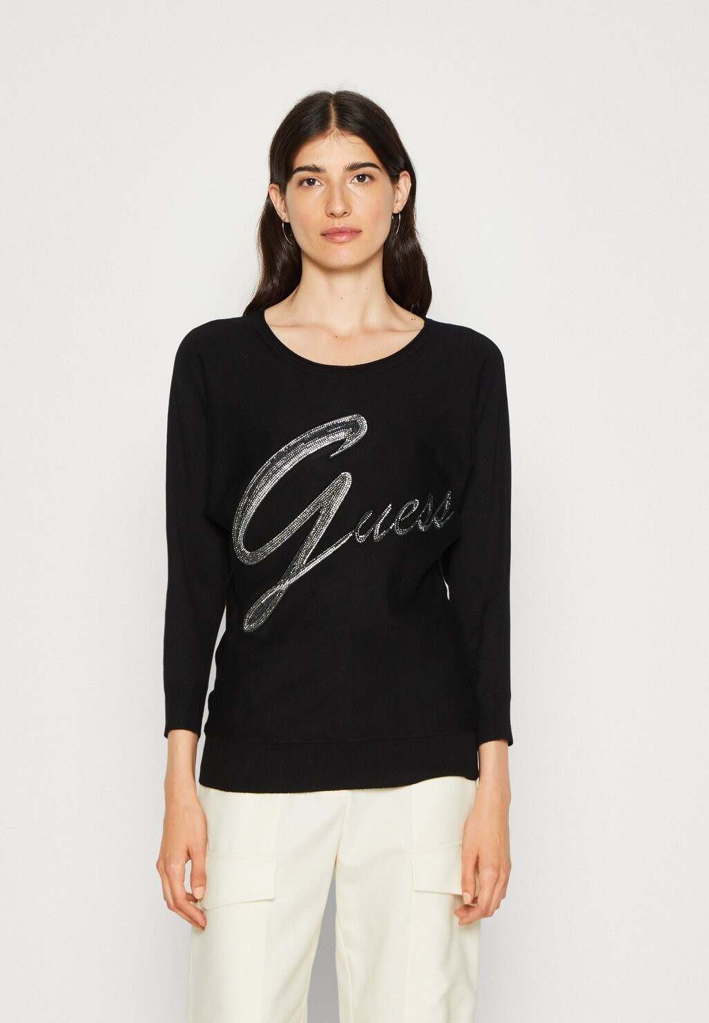 

Свитшот Guess SOPHIE BAT SLEEVE LOGO, цвет jet black