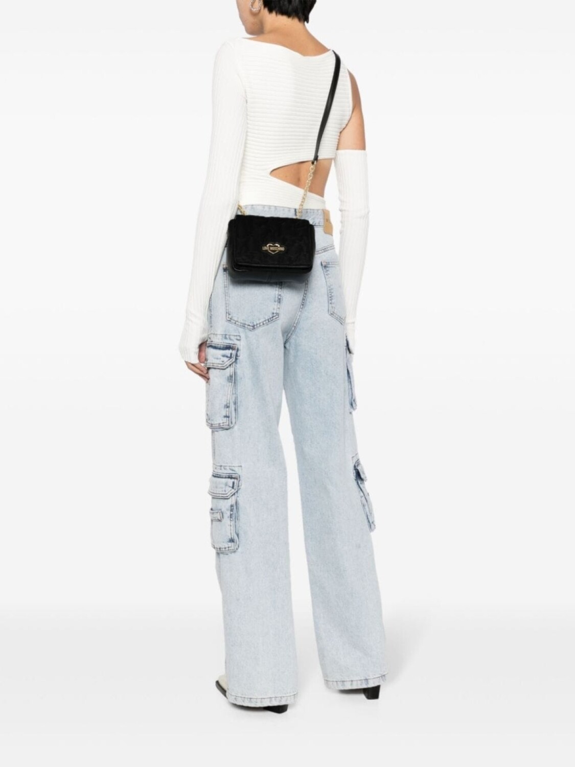 

Love Moschino стеганая сумка через плечо с логотипом, черный