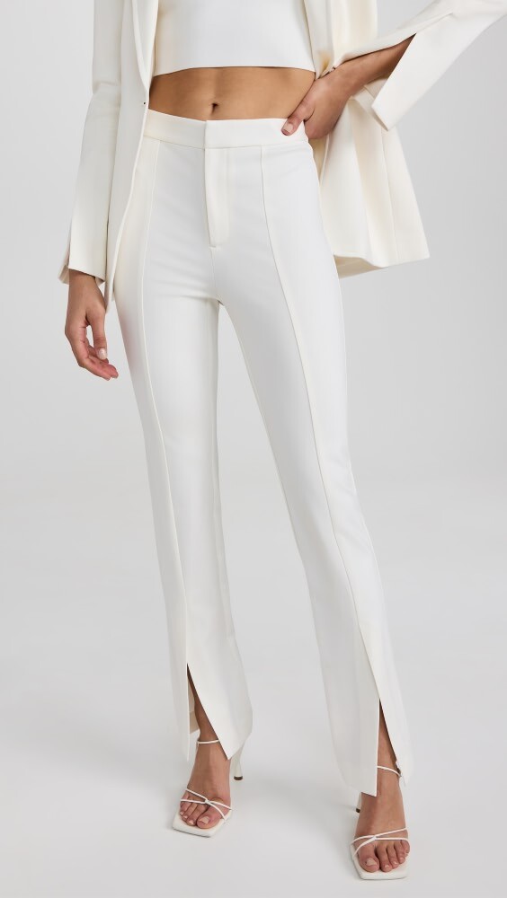 

Брюки alice + olivia Brice Slim Cuff Slit, экру