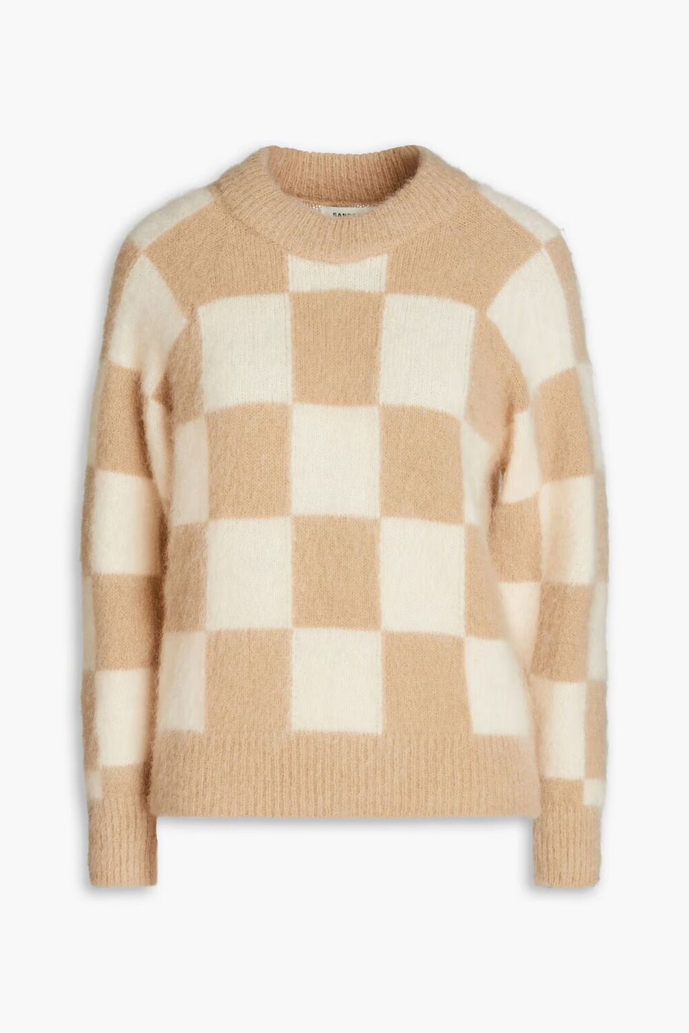 

Свитер Damier в клетку из смесового мохера Sandro, светло-коричневый