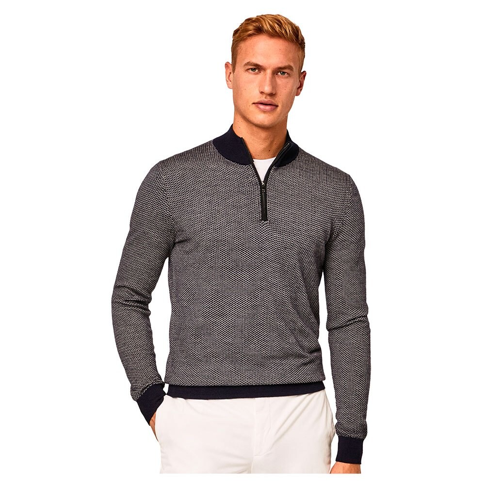 

Свитер Hackett Merino Jacquard Half Zip, серый