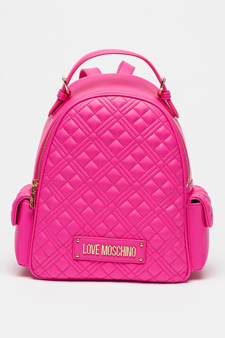 Стеганый рюкзак из экокожи Love Moschino, фуксия стеганый рюкзак с логотипом moschino черный