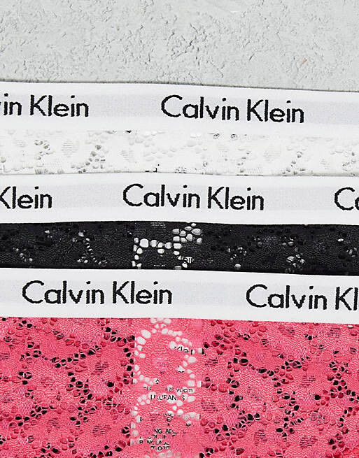 

Набор из трех трусов Calvin Klein ярко-розового/белого/черного цвета