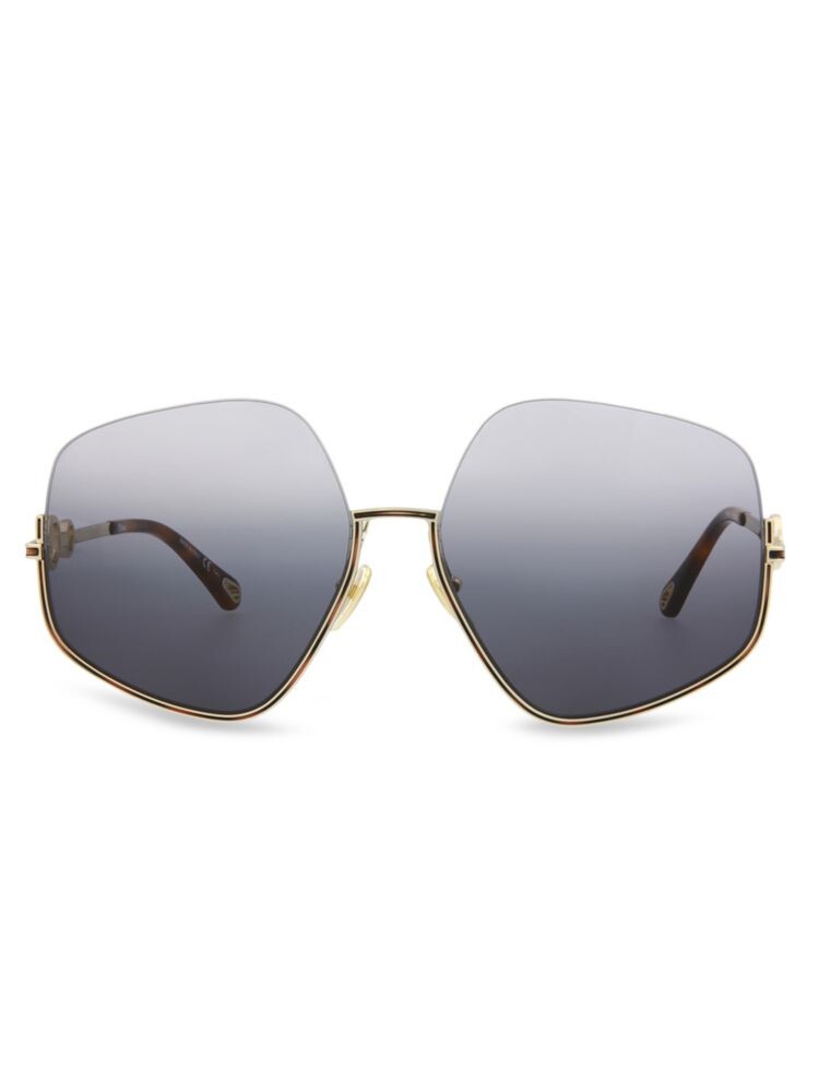 

Солнцезащитные очки 61MM с геометрическим рисунком Chloé, золото