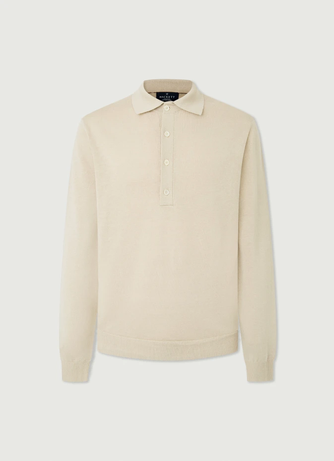 

Рубашка-поло cot linen ls polo Hackett London, бежевый