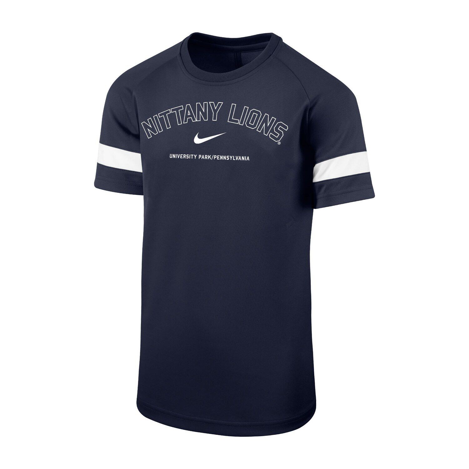 

Темно-синяя футболка Nike Penn State Nittany Lions Academy с полосками на рукавах Nike