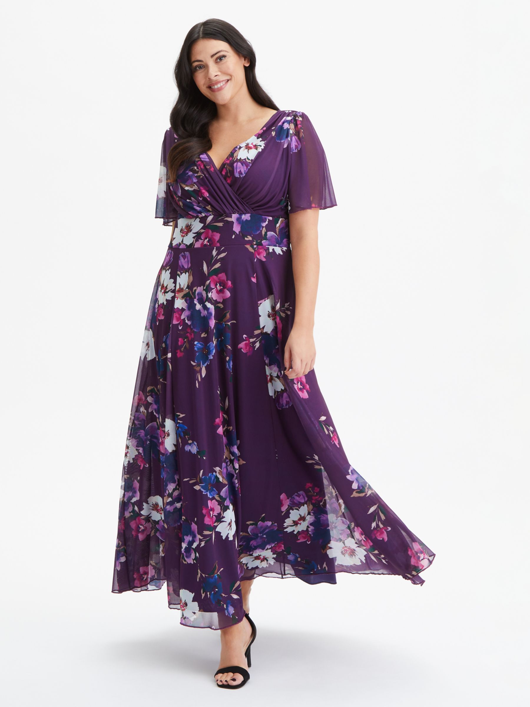 Платье макси с рукавами-ангелами Isabelle Scarlett & Jo, фиолетовый/мульти