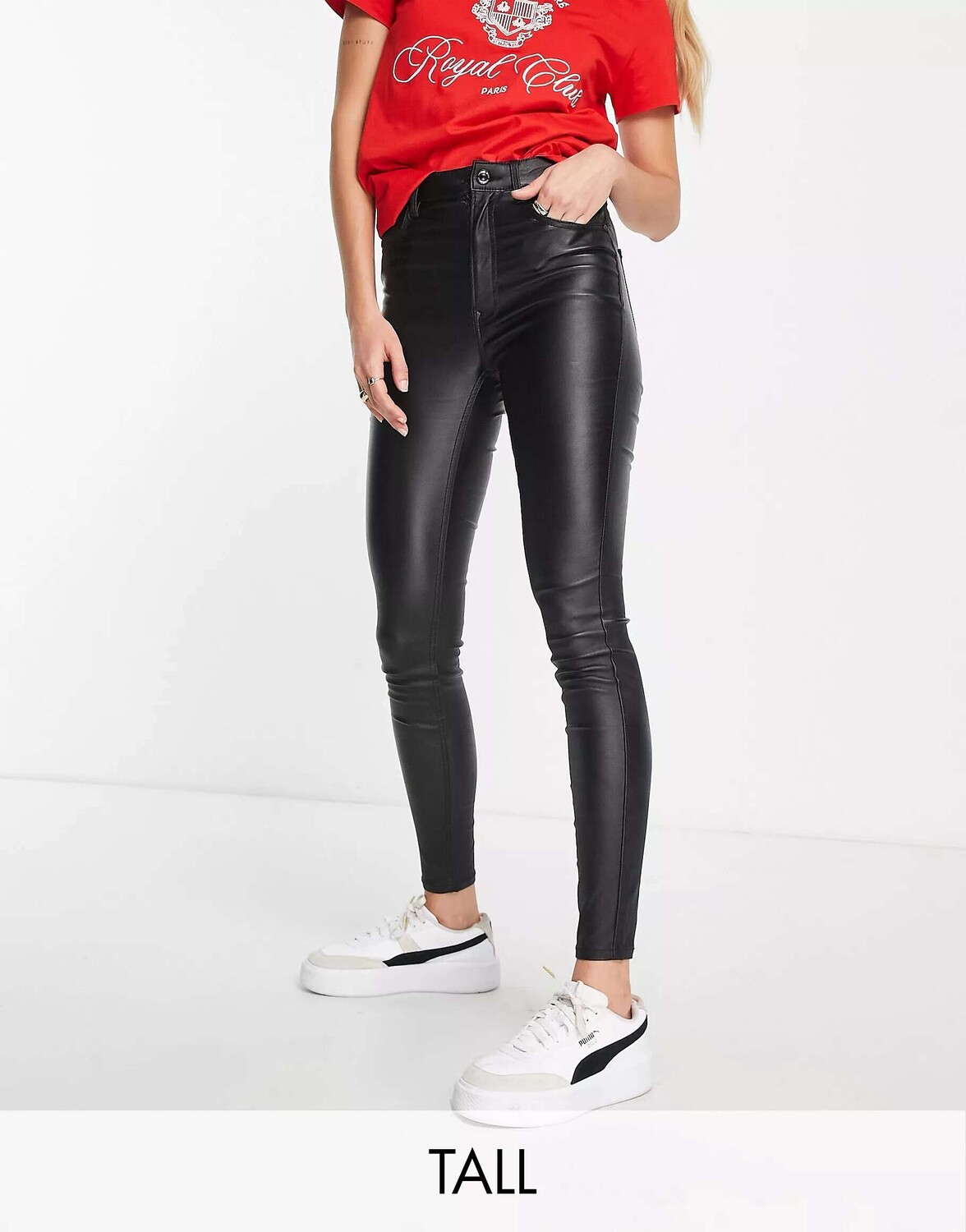 

Черные джинсы скинни пуш-ап Stradivarius Tall с покрытием