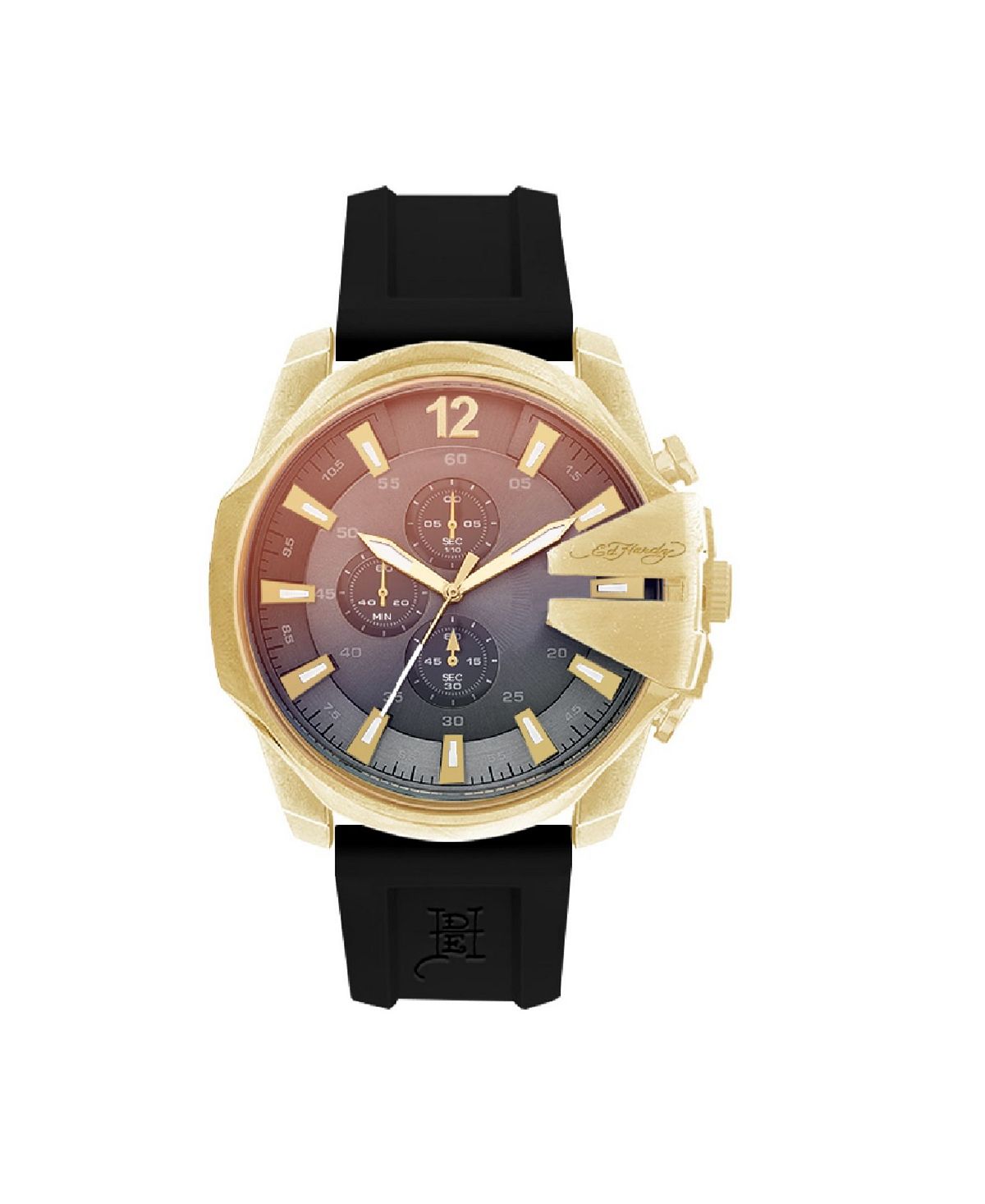 цена Мужские часы с черным силиконовым ремешком 53 мм Ed Hardy