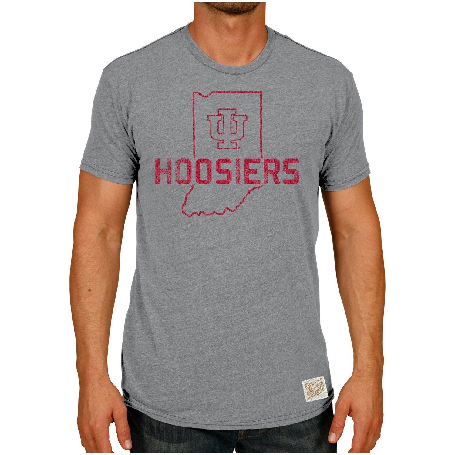 

Мужская оригинальная ретро-брендовая футболка Heather Grey Indiana Hoosiers, винтажная футболка из трех смесей