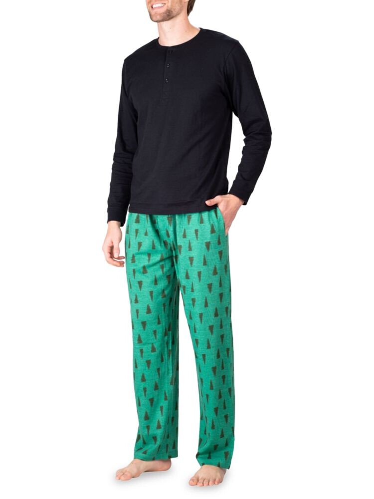 

Пижамный комплект из двух предметов: футболка Henley и штаны Evergreen Tree Sleephero, зеленый