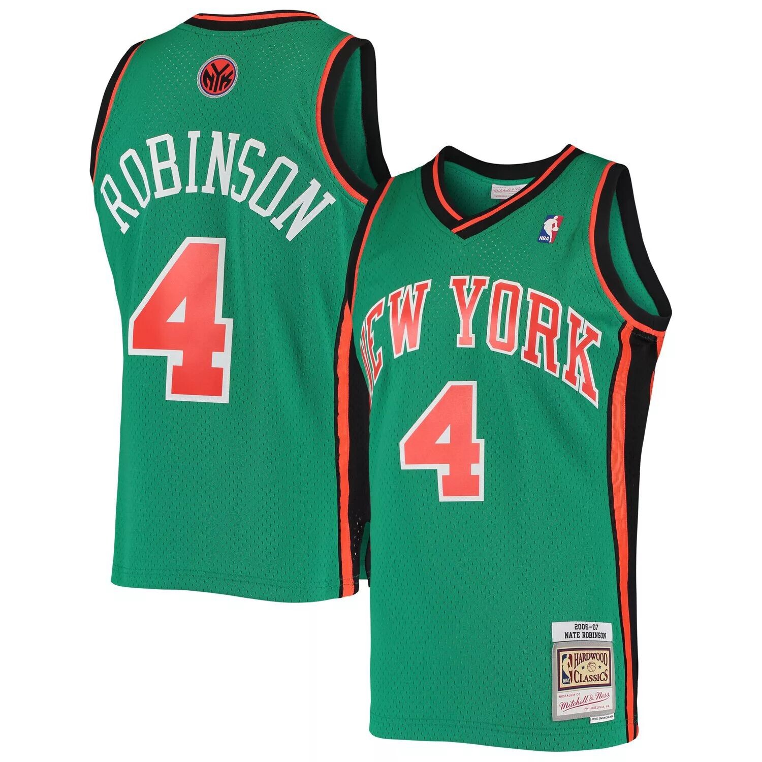 

Мужская майка Mitchell & Ness Nate Robinson Green New York Knicks Hardwood Classics Swingman